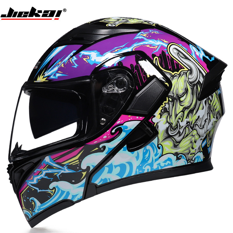 Full Face Motorcycle Helmet With Bluetooth - W Bluetooth Anti-fog Double Lens Full
