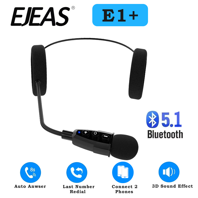Full Face Motorcycle Helmet With Bluetooth - EJEAS E1+ Motorcycle Helmet Bluetooth Headset